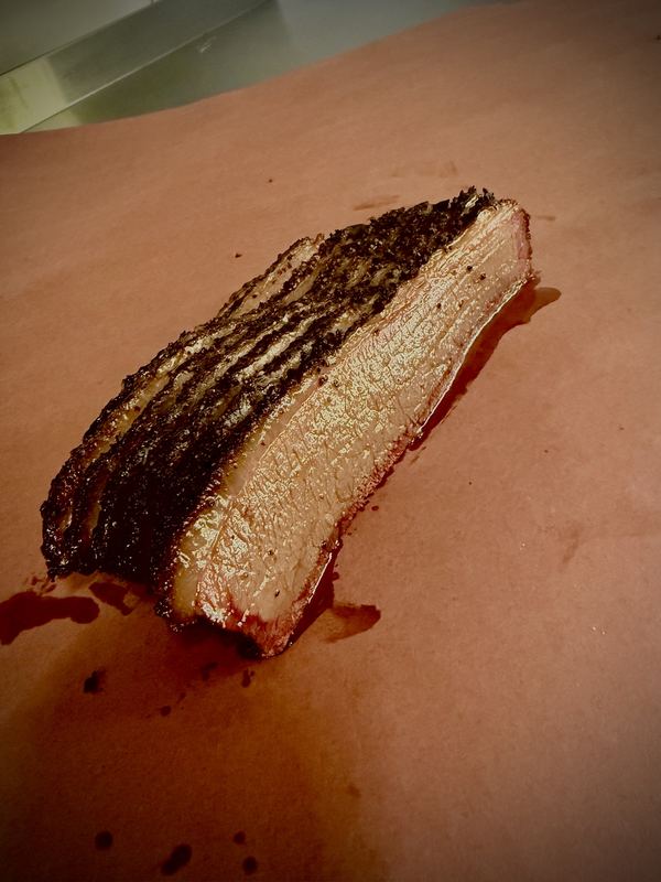 Slice of lean brisket on butcher paper
